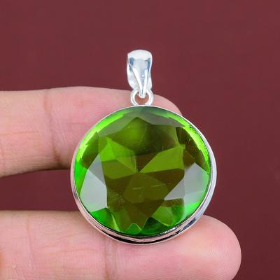 Facettierter Peridot-Anhänger handgefertigter Schmuck echter Edelsteinanhänger 925 Sterlingsilberanhänger erstaunlicher Anhänger Geschenke für Ehefrau brandneuer Schmuck