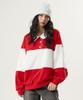 UNKNOWN PLANET Daily Cotton Collared Color Block Sweatshirt Red