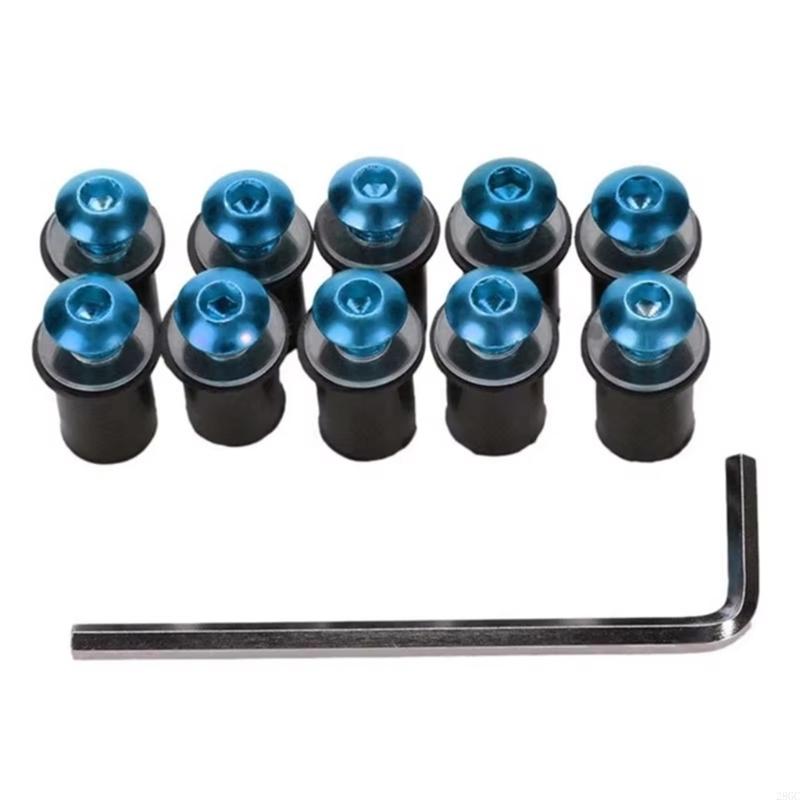 28GC 10pcs Aluminum Fastener Motorbike Accessories Universal Motorcycle M5x16mm Windscreen Screw Bolts Easy Installation