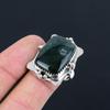 Solar Moss Agate Gemstone Sterling Silver Statement Anniversary Wife Ring Size 9