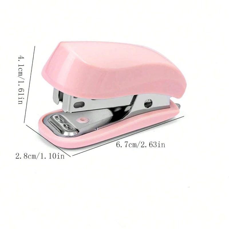 1pcs Pink 3-In-1 Mini Stapler, Saddle Stapler And Staple Remover Set (Capacity: 830 Staples), 26/6 Standard, Back To School