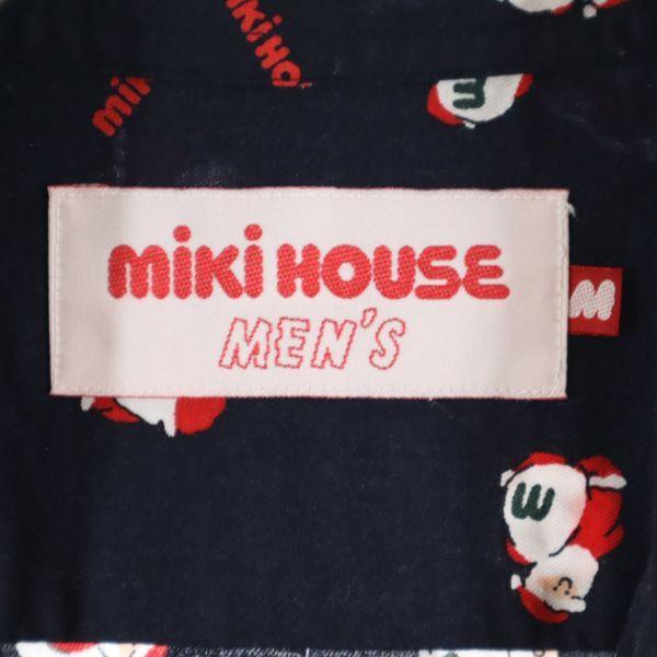 mikihouse Santa Claus Long sleeve shirt M Navy blue Open collar Men's Used