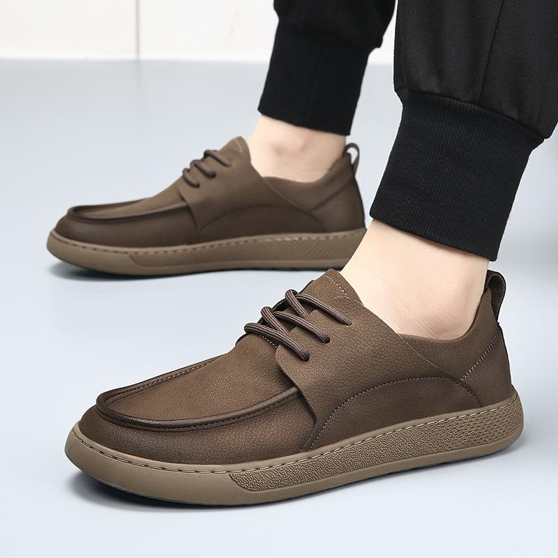 New Men Genuine Leather Casual Shoes Retro Designer Flat Skate Shoes Street Fashion Man Leisure Shoes