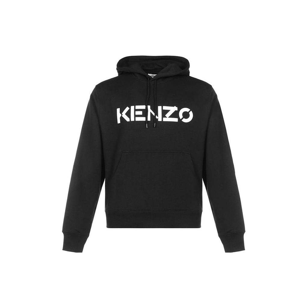 KENZO Letter Logo Sweatshirts Men's Black Hooded Moderate Heavyweight FA65SW3004MD-99