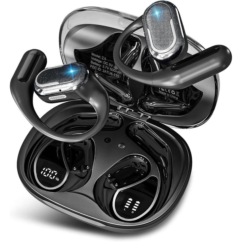 Bluetooth 5.4 Hodetelefoner Ekte Trådløse Stereo Ørepropper 40H Spilletid LED Strømvisning Hodetelefoner med lPX5 Åpen Hodetelefon for Sport Arbeid Studier