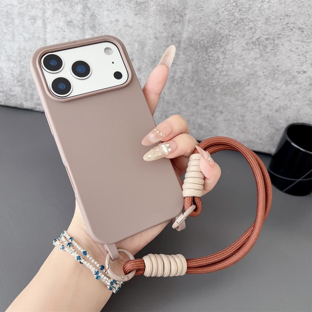Wrist Strap Matte Silicone Soft Protective Phone Case for IPhone Air 17 Pro Max 16 15 Plus 14 13 12 11 Pro Shockproof Cover