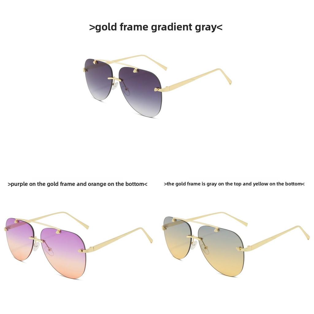 Fashion Metal Frameless Frog Eyes With Gradient Sunglasses For Outdoor Sun Protection And Driving