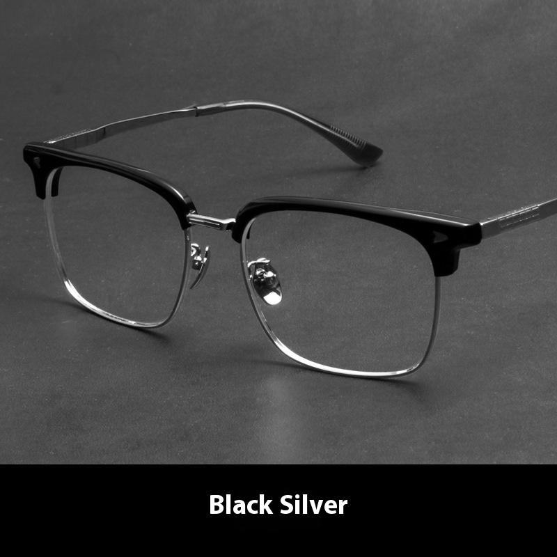 Ultralekkie okulary korekcyjne z czystego tytanu z kwadratową oprawką typu półramka, modne retro stojak 1607