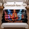 Music Guitar Theme Soft Blanket Personalized Custom Name Text Print Warm Blanket Home Sofa Bedroom Decor