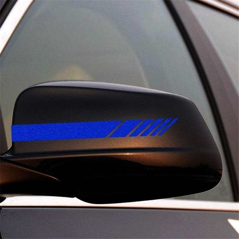 1 Pair Striped Reflective Car Stickers Rearview Mirror Scratch Cover Decal Universal Vehicle Styling Accessories