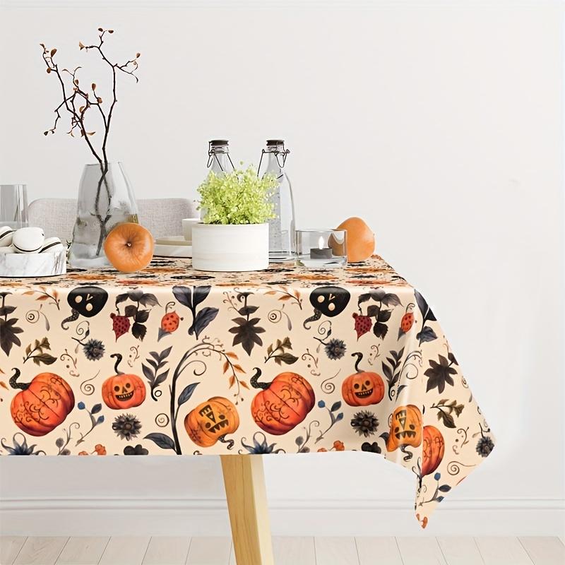 Halloween Pumpkin Rectangle Table Cloth for Table Decor Kitchen Dining Waterproof Reusable Tablecloth for Tables Party Picnic