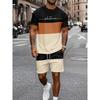 2026 New Summer Men's Patchwork Print Short-Sleeve Shirt and Shorts Set