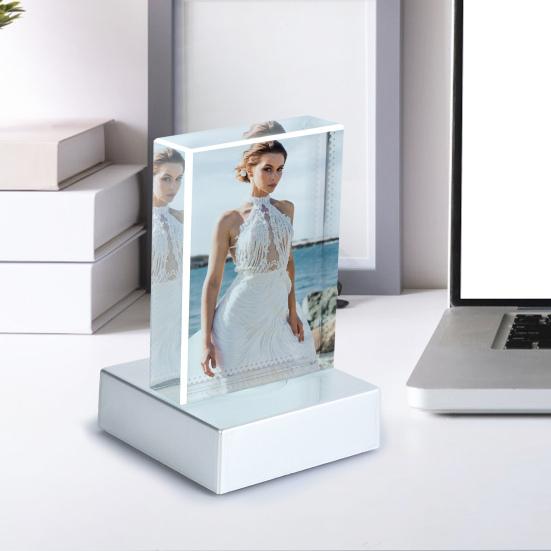 Sublimation Blanks Faux Crystal with LED Base, Heat Transfer Picture Frame, Rectangle Decorative