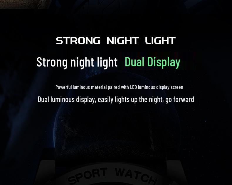 Men's Waterproof Dual-Display Leather Quartz Watch - Trendy, Multifunctional, Round Dial, Electronic Student Edition