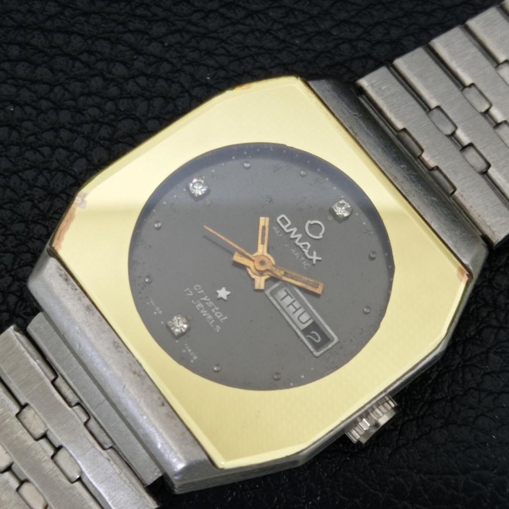 ECHTE VINTAGE OMAX AUTOMATIK SCHWEIZER JUNGEN ORIGINAL ZIFFERBLATT UHR a705517-1