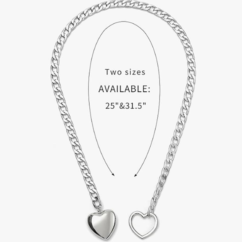 1PC Heart O-ring Slip Chain For Women Punk Rock Necklace Stainless Steel Cuban Long Necklace Trendy Simple Adjustable Y-Necklace