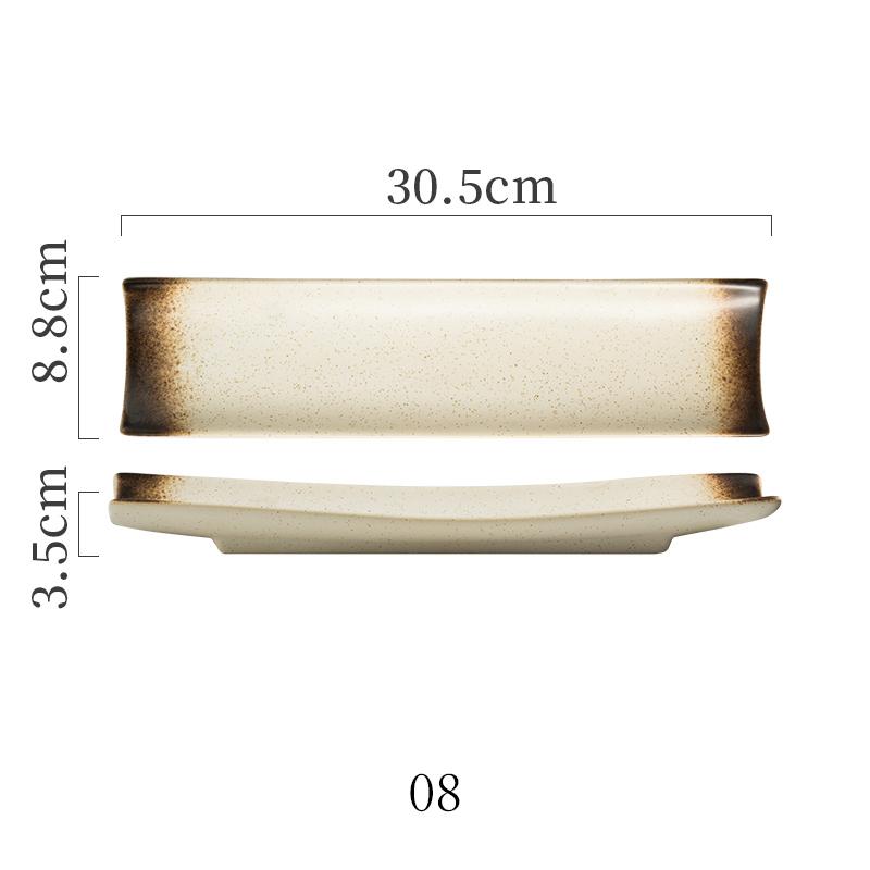 

Керамическая прямоугольная посуда для суши в японском стиле, тарелка для сашими, тарелка для осенней сайры, прямоугольная тарелка, западная тарелка для барбекю