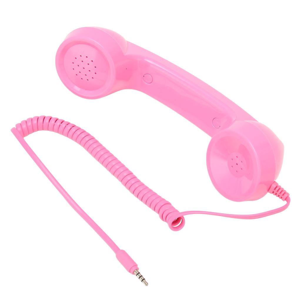 Retro Phone Handset Multifunction Radiation Proof Handheld Cell Phone Receiver for Mobile Phones Computers Pink