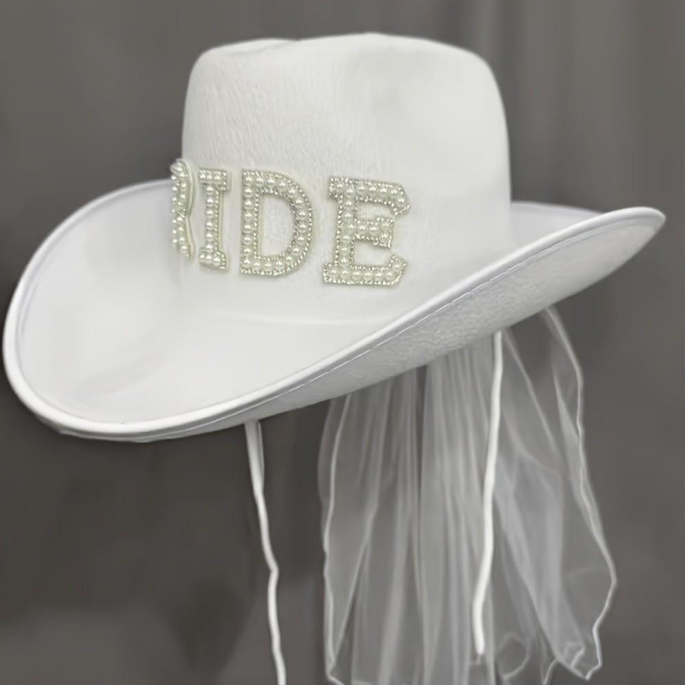 Wide Brim Groom Cowboy Hat Non-woven Fabric Bride Cowgirl Hat Wedding Decoration