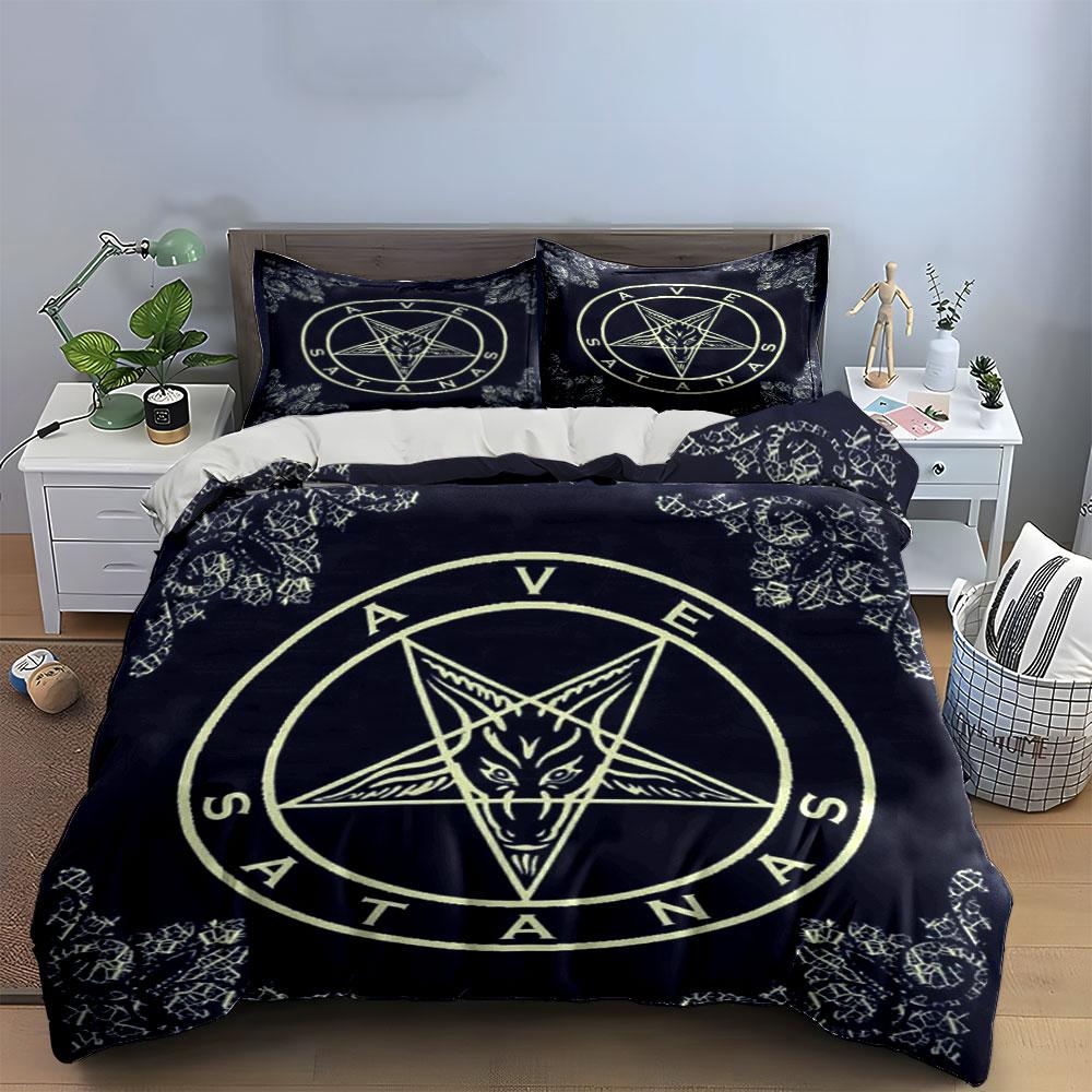 Pentagram Bokken Symbool Ontwerp Beddengoed Dekbedovertrek Set  (1*Dekbedovertrek 2*Kussenslopen, zonder dekbedvulling)