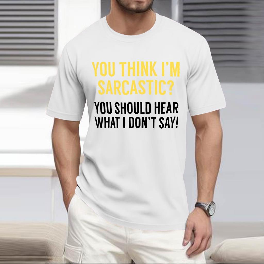 Oblíbené letní pánské tričko s kulatým výstřihem a krátkým rukávem s potiskem