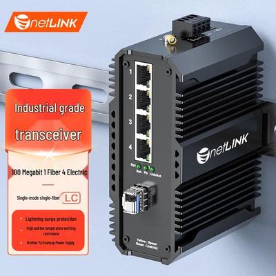 netLINK Industrial 100M 1-Fiber 4-Port Ethernet Fiber Transceiver