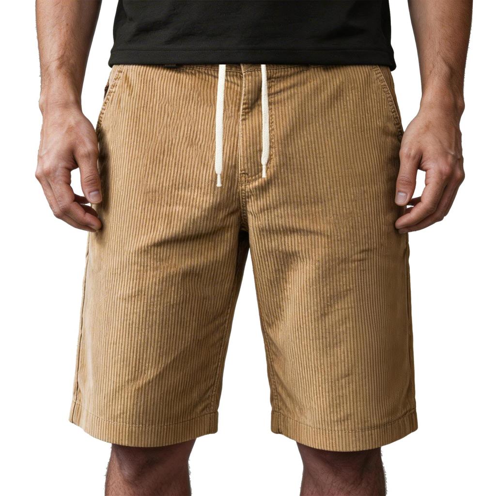 Męskie sztruksowe spodenki casual z wieloma kieszeniami, luźny krój, pięciokieszeniowy design, wygodne spodnie o średniej długości do codziennego noszenia