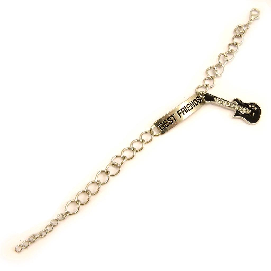 Les Trésors De Lily [L5165] - Black Silver 'Best Friends' Bracelet