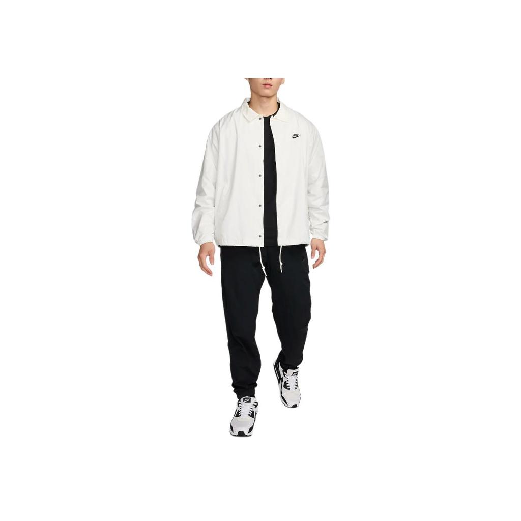 Nike Logo Single Button Loose Fit Coach Long Sleeve Jacket Men Jackets White FN3317-133