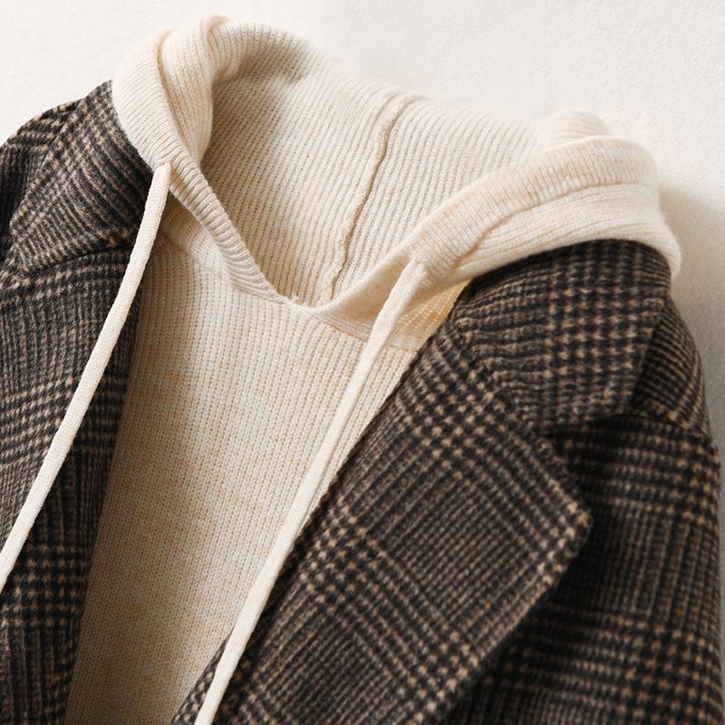 Women's Hooded Sweater: New Autumn/Winter Loose Fit Core-Spun Yarn Pullover