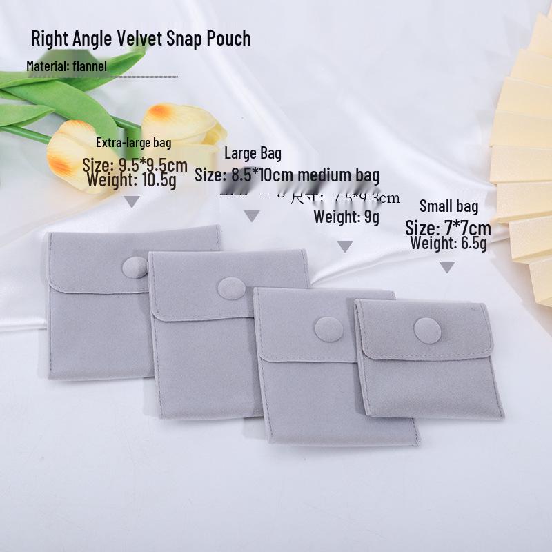 

Velvet Fabric Double-Sided Jewelry Storage Bag with Snap Button for Rings, Bracelets, and Necklaces