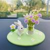 Decorative Accessory  Adorable Rubber Rabbit & Cat Car Decor, Mini Vase With Cute Animal Figurine, Suitable For Car Interior Decoration