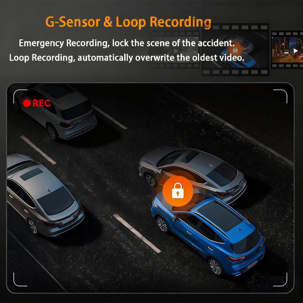 4 Channel Dash Cam 360° View 1080P 64GB Driving Recorder Loop Recording, 24H Parking Mode Full View Car Dashcam System