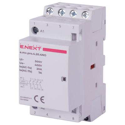 E.next P005219 Modular Contactor Pro 4p 20a 4no 230v Ac