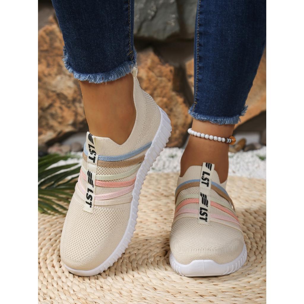 Damen Ein-Fuß Freizeit-Sportschuhe - Atmungsaktives Stoffobermaterial und EVA-Sohle, Rosa Streifendesign, Bequeme Freizeitkleidung für alle Jahreszeiten, Süße Schuhe