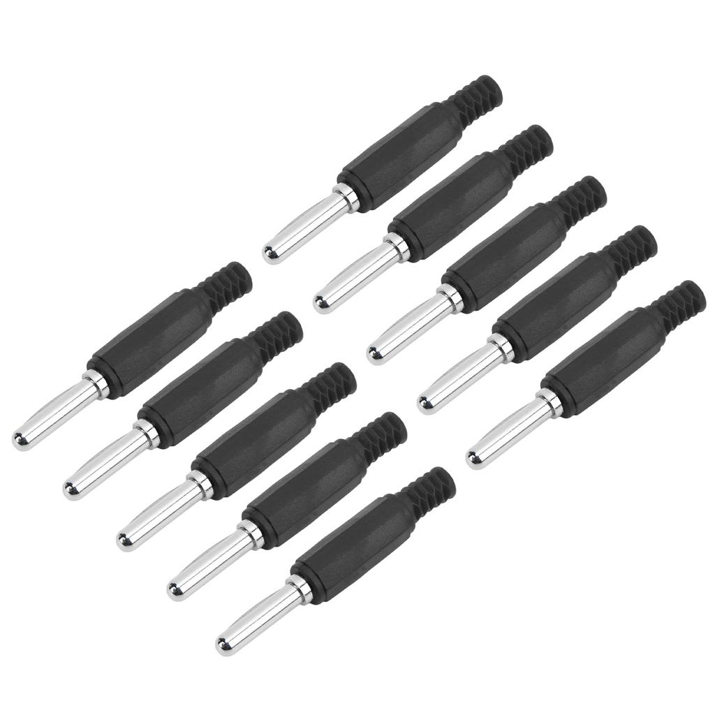 10pcs J.10023 4mm Banana Plug Professional Brass 4mm Male Banana Plug for Security AccessoriesBlack