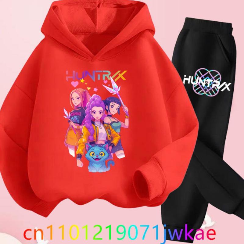 

KPop Demon Hunters Kids Cartoon Long Sleeve Hoodie and Pants 2pcs Set Toddler Baby Girls Boys Outfit Boutique Clothing Suit 160