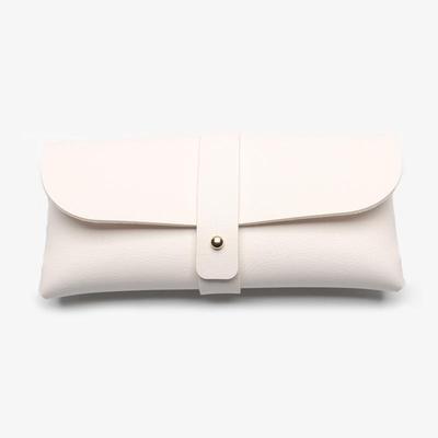 Women's Fashion PVC Leather Sunglasses Case with Velvet Lining & Soft, Hidden Button EVA Glasses Bag.