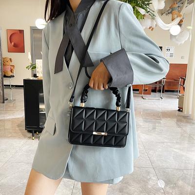 Rhombus Women's Bag New High-value Fashionable Solid-color Shoulder Bag Pleated Simple and Versatile Messenger Bag