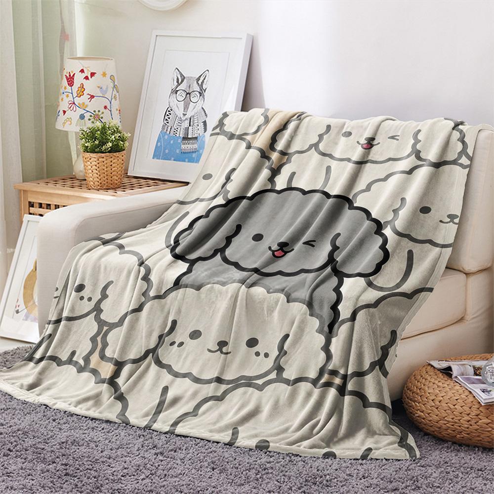 

1Pc Poodle dog Print Flannel Blanket, High quality Comfortable for All Seasons, Home Decor, Warmth and Comfort, Perfect for Christmas Gifts 80cm x 120cm