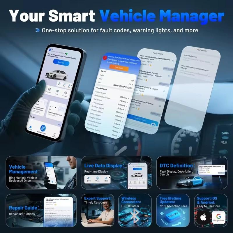 XTOOL Advancer AD20Pro All System Diagnostic Tool OBD2 Bluetooth Scanner Oil Reset Battery Test Driving Record Free Update
