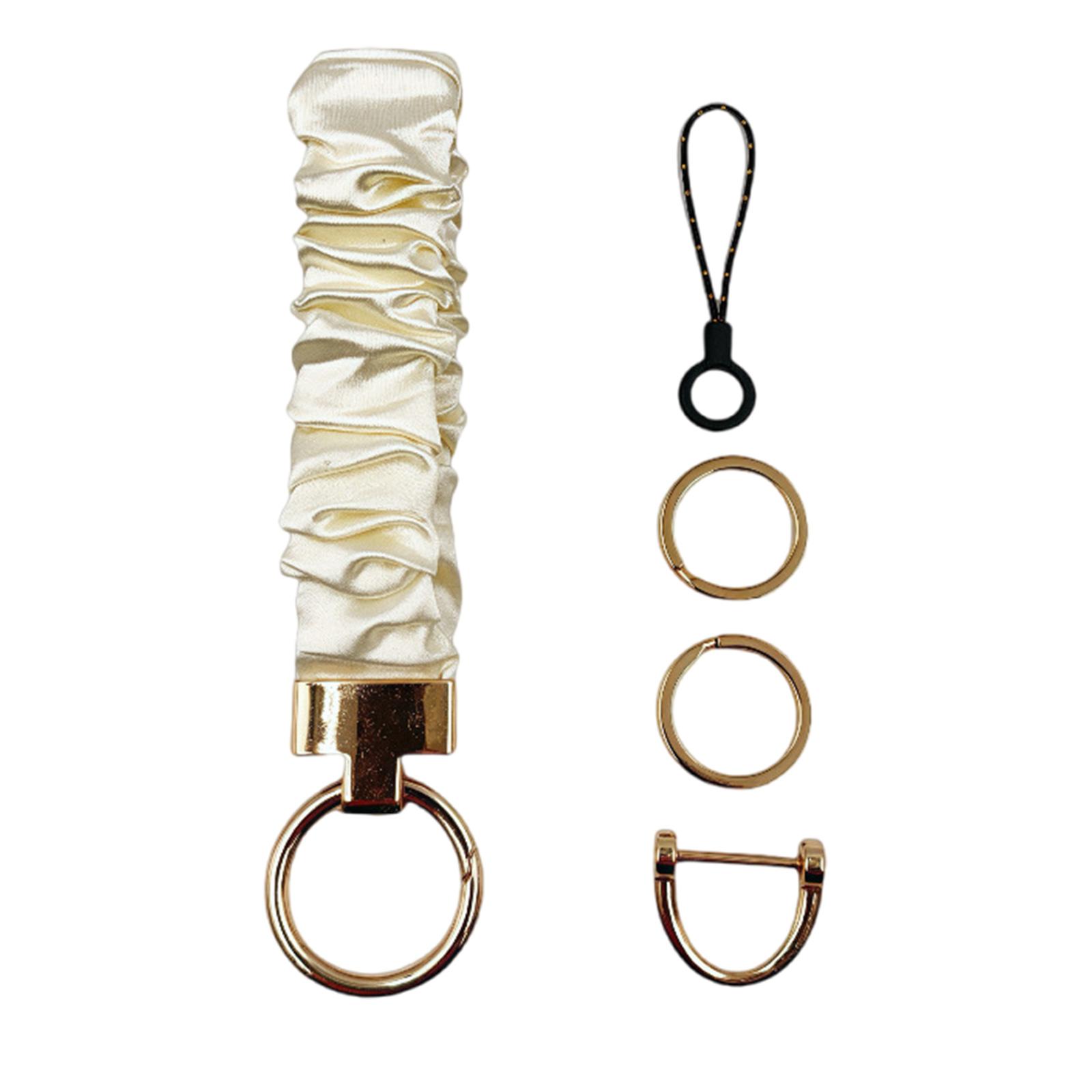 

Многофункциональный брелок из цинкового сплава, резинка для волос, ремешок для телефона со стильным тканевым скрабчи для волос, держатель для ключей для повседневного ношения разноцветный