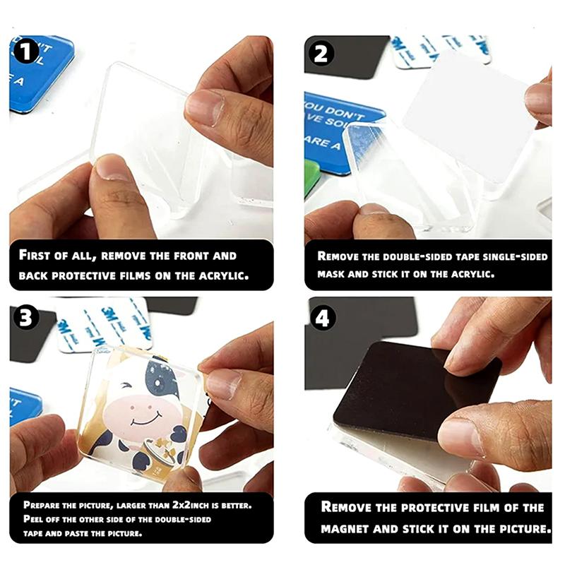 2 Stuks Diy Acryl Koelkastmagneten Blanco Koelkast Rechthoekige Sticker Keuken Kantoor Decor Creatief Verjaardag Diy Knutsel Cadeau