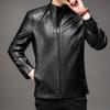 Giacca in pelle da uomo autunno e inverno nuova giacca in pelle morbida con colletto alla coreana Giacca in pelle casual ampia da uomo