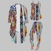 Plus Size Geometric Pattern Print 3 Piece Outfit, Long Sleeve Open Front Cardigan Cami Top Leggings Set for Women