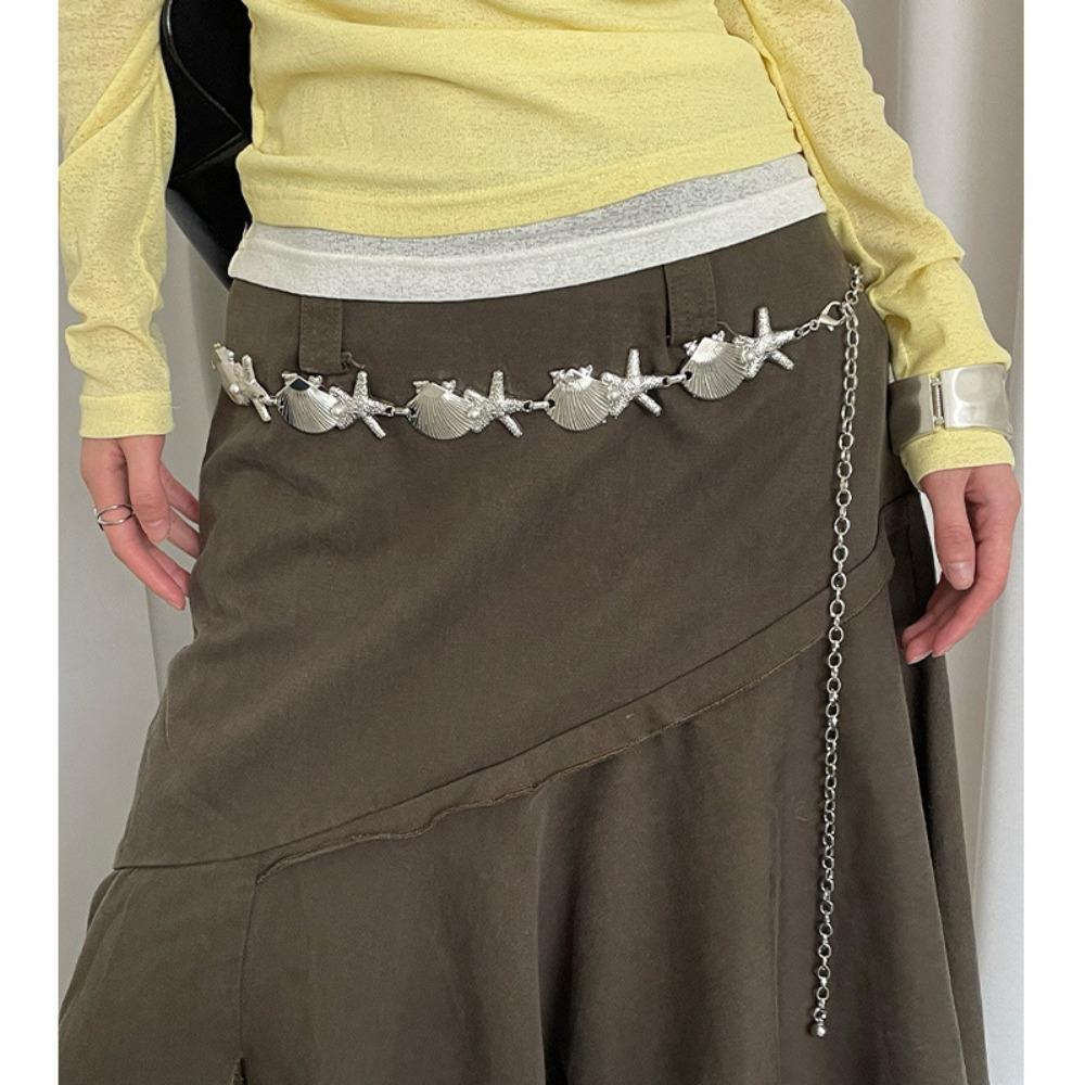 Fashion Metal Women's Waist Chain Adjustable Durable Retro Waist Chain Gold/Silver Carved Chain Belt