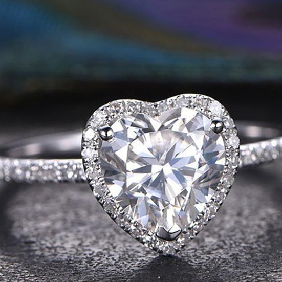 Wedding Ring Heart Shape Shiny Rhinestone Creative Lady Circlet