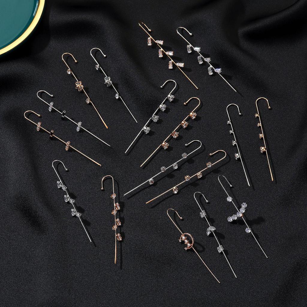 Chic Star Letter Zircon Ear Cuff and Diagonal Studs