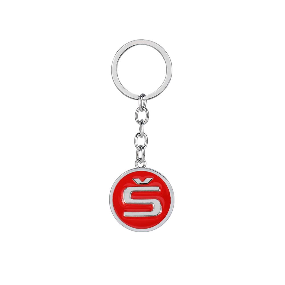 WOHE7 Car Logo Keychain Key Ring Chain Pendant Gifts For Skoda Octavia Kodiaq Fabia Karoq Superb Rapid Felicia RS Hubcap Accessories