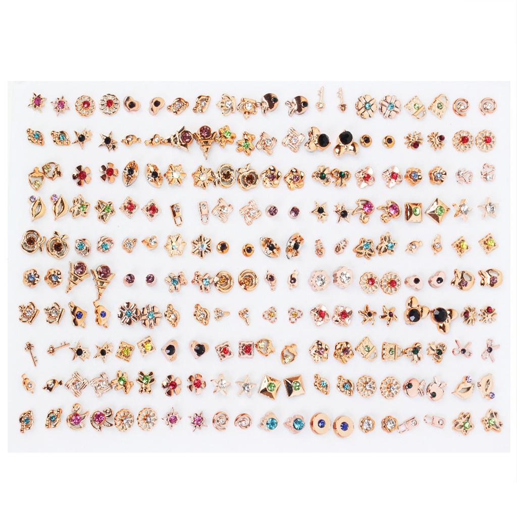 100 Pairs Assorted Styles Plastic Stud Earrings Set Surprise Gift for Girlfriend